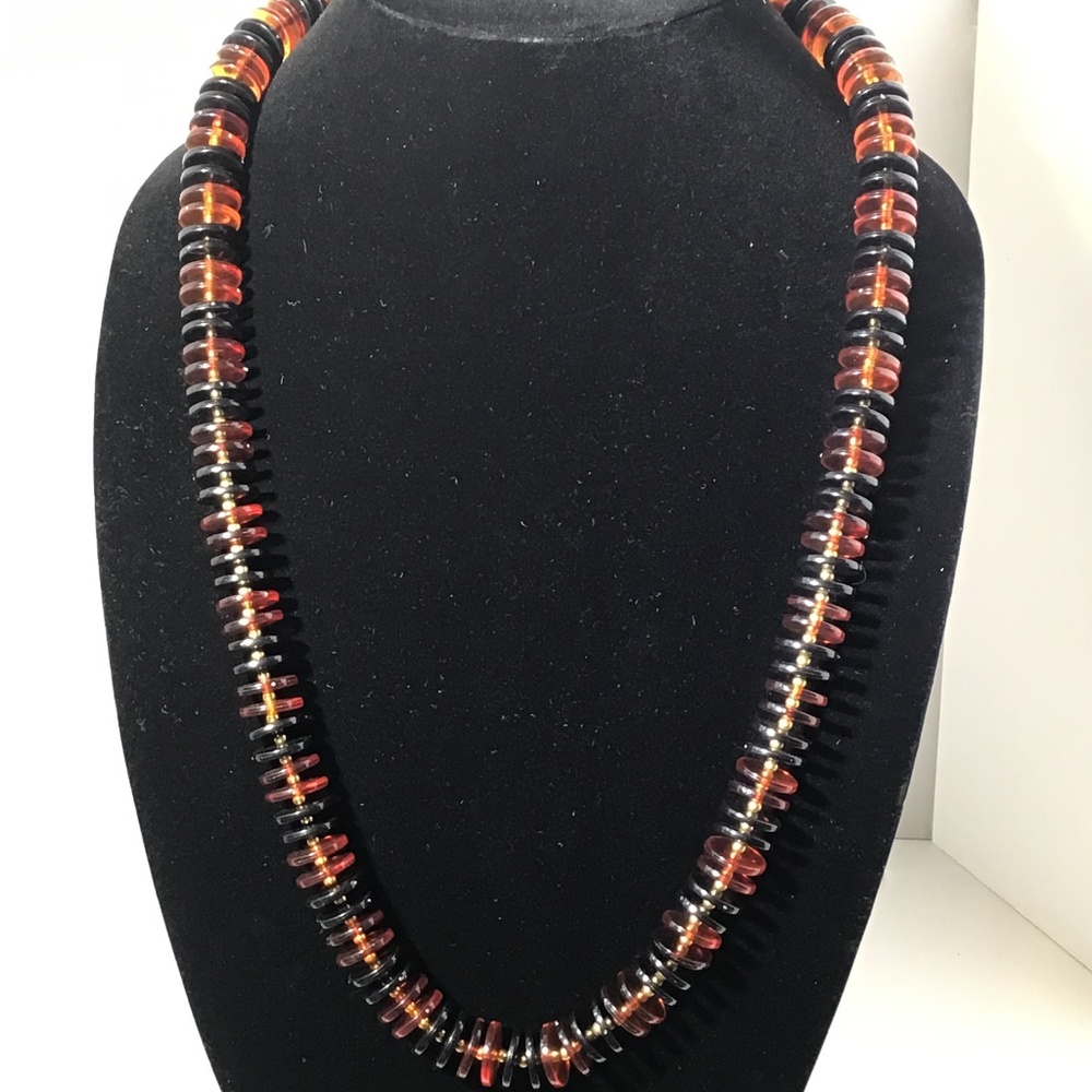 Vintage Brown and Black Bead Necklace